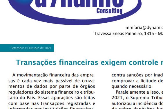 Revista Dynamic – Transações financeiras exigem controle rigoroso